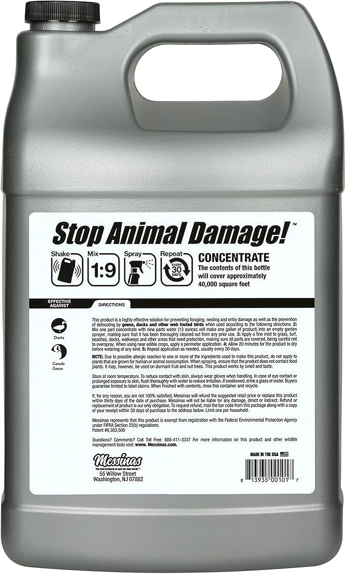 Goose Stopper Liquid Animal Stopper Repellent All Natural Effective All Year Round Safe for People and Pets No Harsh Chemicals Ready to Use Goose Repellent - 1 Gallon Concentrate