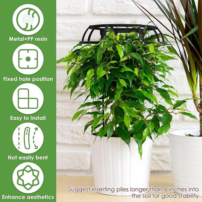 Garden Trellis for Climbing Planter Adjustable Metal Flower Trellis Mushroom Top Trellis for Outdoor Indoor Use Planter Support for Vegetables Roses Vines US(Three LayersBlack)