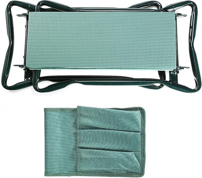 Moclever Garden Kneeler and Seat - Gardening Stool Bench Kneeling Pad with Handles - Foldable Stool for Ease of Storage - Thicken EVA Foam Pad Protect Knee with Tool Pouch for GardeningFishing