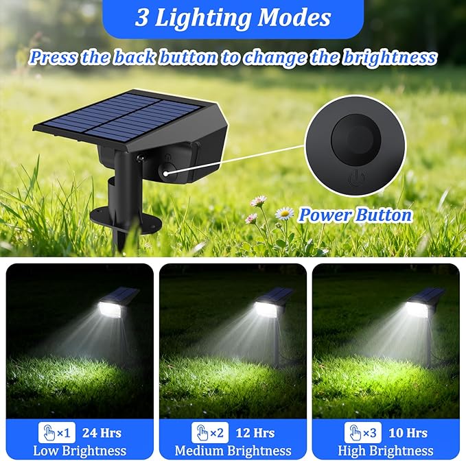 Sucolite 8-Pack Solar Spot Lights Outdoor Waterproof IP65 3 Lighting Modes 2-in-1 Solar Landscape Spotlights for Yard 59 LED Solar Powered Wall Lights for Garden Pathway Driveway Walkway Cool White