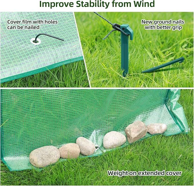 Portable Plant Protector from Animals Ohuhu Greenhouse for Outsides with Durable PE Cover Heavy Duty Green House with Zippered Door Mesh Window for Vegetables Flowers Fruits Herbs 63x54x71 Inch