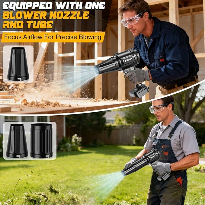 Brushless Cordless Leaf Blower Compatible for Dewalt 20V Battery(NO Battery) Mini Turbo Jet Blower With 2 Nozzles Lightweight &amp One-hand Use For Patio Garage Yard Snow Cleaning Car Dryer(Tool O