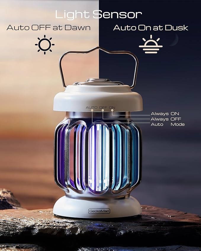 2-Pack Hybrid Spectrum Dusk-to-Dawn Bug Zapper Outdoor Bug Zapper Indoor Mosquito Repellent Outdoor Patio Mosquito Zapper Fly Zapper Fruit Fly Trap for Indoors Killer with Light Sensor