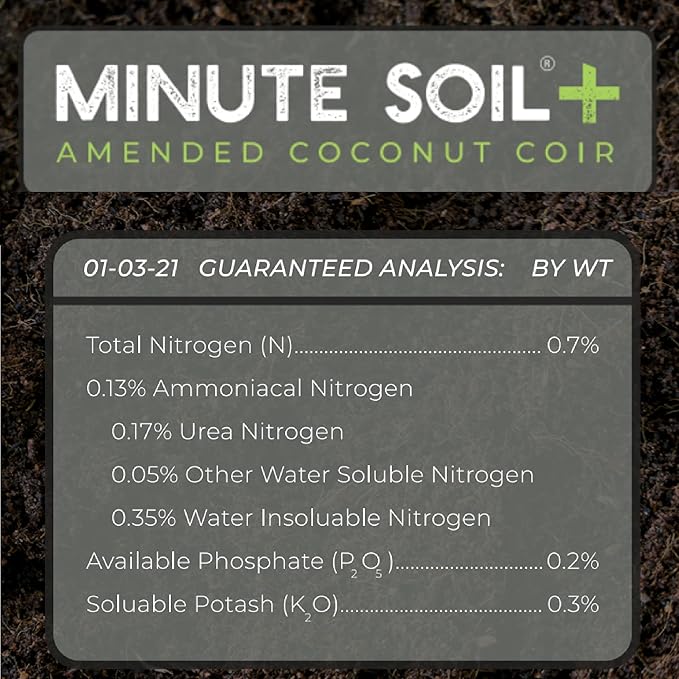 Minute Soil Plus Grow Cube - Amended Coco Coir Potting Soil - 1 Gallon Plastic Grow Bag - 5 Cubes - Self Contained Expanding Coconut Coir Grow Planter - Feeds Plants for an Entire Season