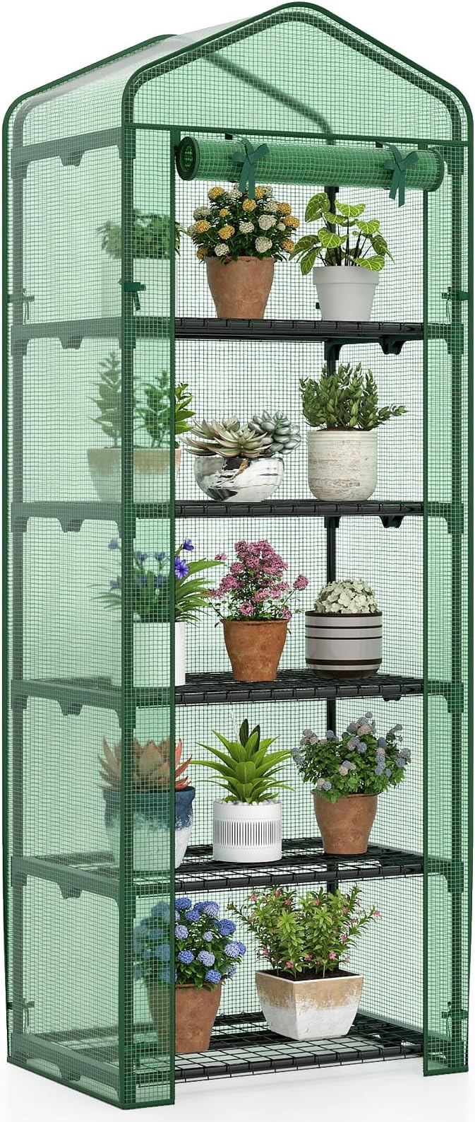 S AFSTAR Portable Greenhouse with Shelves 27 x 19 x 75 Green House with 4 Tiers Mesh Shelves &amp Roll-Up Door Small Greenhouse Mini Growing House Greenhouses for Outdoors Garden Patio Backyard