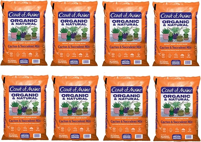 Coast of Maine Mount Desert Island Blend 8qt (Pack of 8) Organic and Natural Cactus and Succulent Mix - Tropical Palms and Citrus Plants