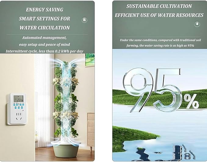 Hydroponics Growing KitsHydroponics Tower with LED Grow Lighthydroponic Growing Kits &amp Systemsfor Herbs Fruits and Vegetableswith Hydrating Pump Adapter.