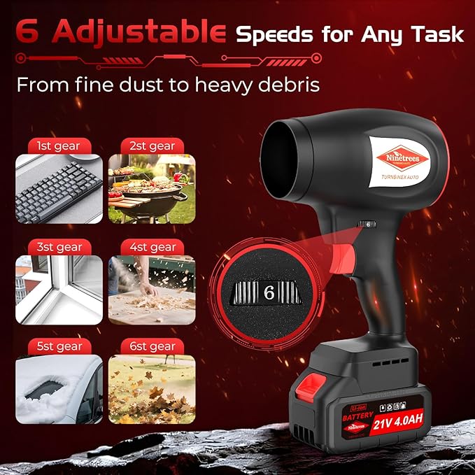 Leaf Blower Cordless with Battery and Charger 1000000 RPMOne-Touch Lock Mode Lightweight Handheld DesignBlower for Patio Cleaningcar Blowing Water Blowing Leaves and Dust