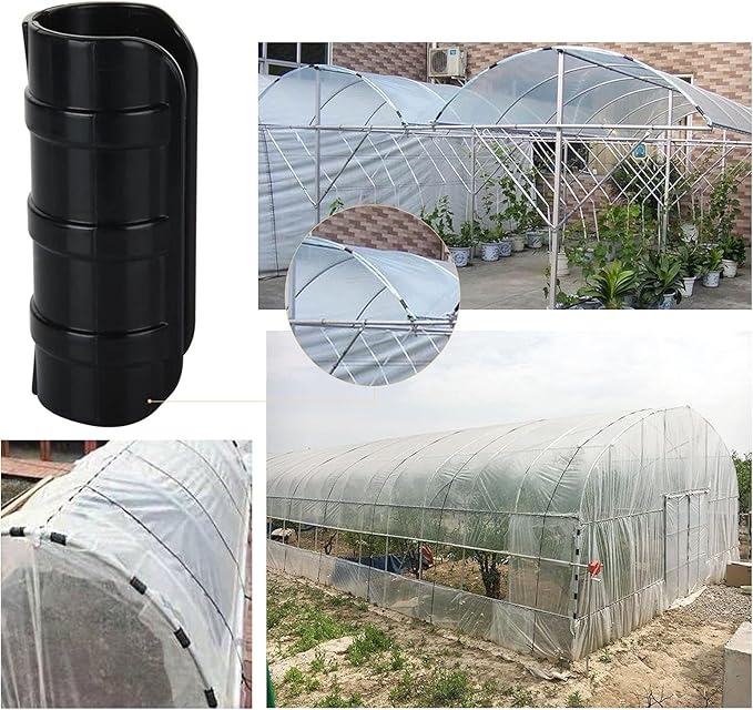50 PCS 1 inch Greenhouse Clamps Clips 26mm Black ABS Snap Clamp Tube Clip Garden Buildings Tube Clip for Greenhouse Film Sunshade Nets Frame Shelters (Outer Ø 1.26”inner Ø 1”)