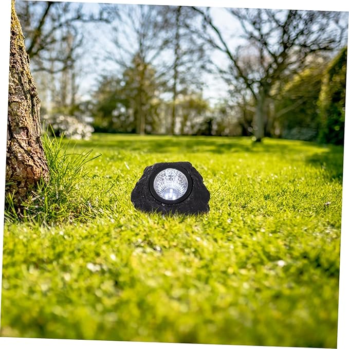 2pcs Solar-Powered Led Outdoor Flood Lights Stone Shape Lawn Lamp for Patio Decor Solar Energy Spotlight Weatherproof No Extra Power Needed