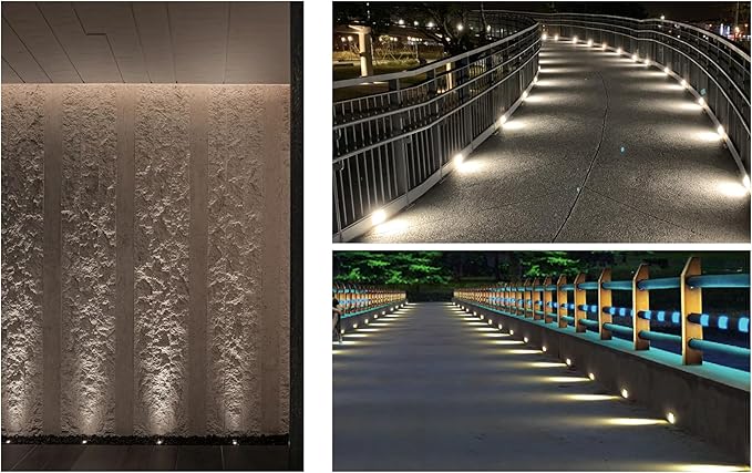 203 LED Underground Lamp 1W DC12-24V IP67 Low-Voltage Recessed Type Stainless Steel 304 Cover Suitable for Outdoor Grounds Decks Squares Parks Courtyards (3000K 6P-A)