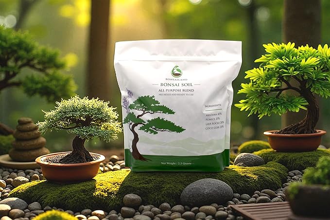 Bonsai Soil Mix with Akadama Pumice Lava Rocks and Organic Coco Coir for Tree Growth and Maintenance