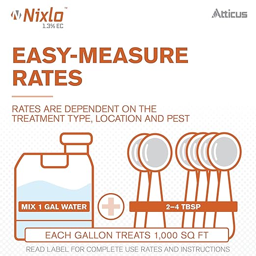 Atticus Nixlo 1.3 EC Insecticide (16 oz) - Indoor and Outdoor Insect Control - Fleas Ticks Mosquitoes Ants Cockroaches - 1.3% Pyriproxyfen