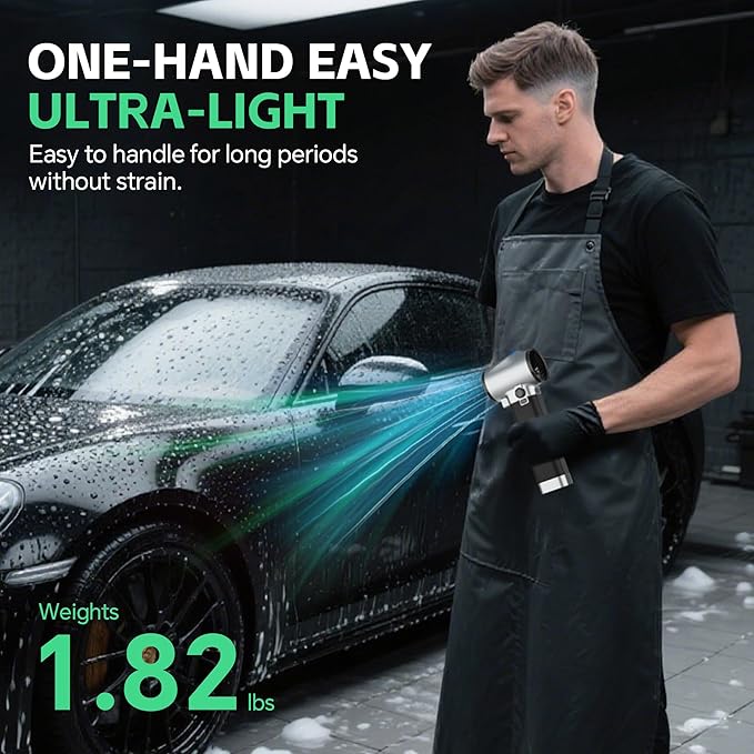 Turbo Dryer Blower for Car Max 220MPH &amp 3.1LB Thrust with Silicone Grip and COB Lights 64MM &amp 750W Brushless Motor Car Blower Portable Leaf Blower for Patio Lawn and Car Cleaning