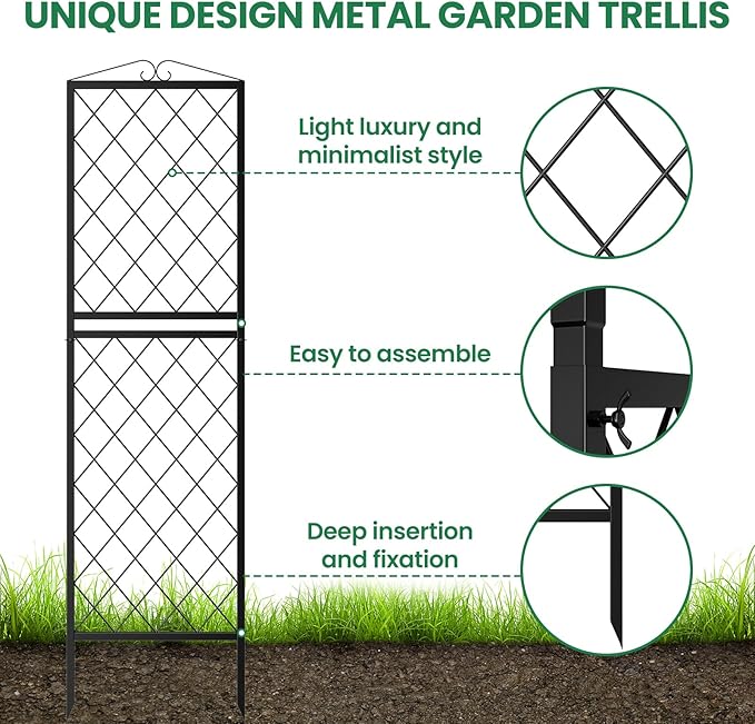 SUNYRISY 2Pack Metal Garden Trellis for Climbing Plants Outdoor 71x20in Metal Plant Support for Flowers Tomato Cucumber Rose Vegetable Garden Courtyards Lawns Decoration