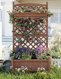60 Inch Movable Raised Garden Bed with Trellis and Wheels Wooden Freestanding Planter Box for Climbing Plants Vegetables Flowers Outdoor &amp Indoor Natural Fir Wood