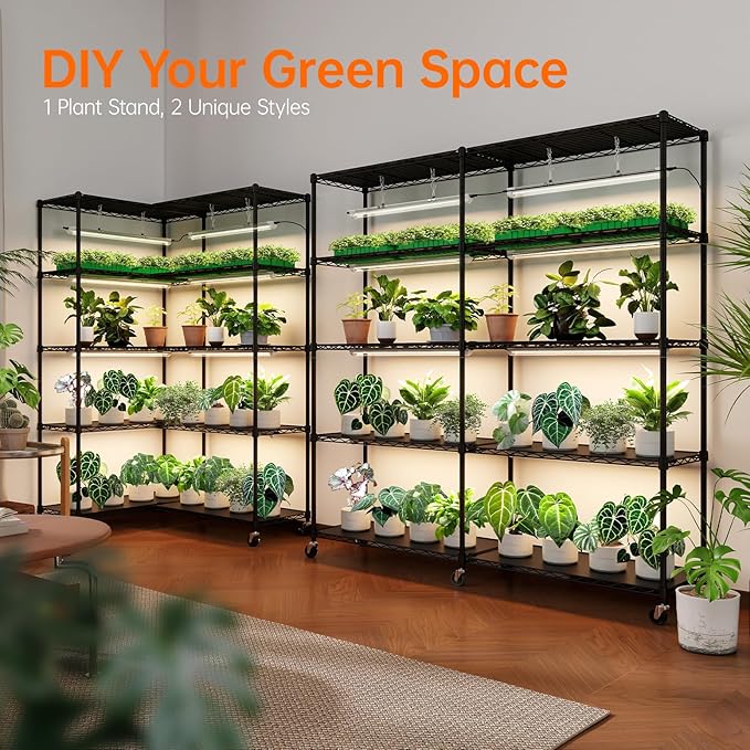 Bstrip Indoor Greenhouse with Grow Light Large Plant Shelf with 8 Pack T8 Full Spectrum Plant Lights and Cover mini Greenhouse for Indoor Plant Seed Starting (58 L x 13.8 W x 59 H)