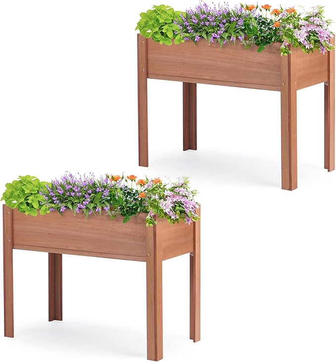 40x20x31 inch Raised Garden Bed with Legs Elevated Wooden Planter Box for Outdoor Plants Flowers Fruits Vegetable Herb Growing