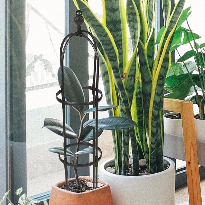 Lurrose Garden Trellis Iron Art Plant Trellis for Climbing Plants Outdoor Indoor Black Metal Vine Support Frame 25cm Diameter X 120cm Height for Garden and Patio