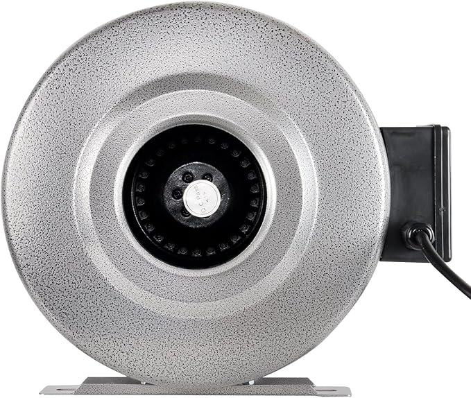 iPower 10 Inch 862 CFM Inline Duct Window Ventilation Fan for Basement Kitchen Grow Tent Grow Room Grounded Power Cord Silver