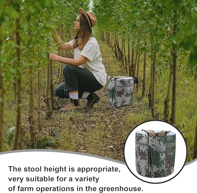 Gatuida Lightweight Foam Weeding Stool with Pocket 25cm High Portable Gardening Seat for Outdoor Farming and Planting Tasks Random Style