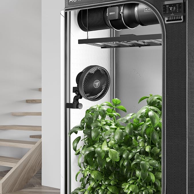AC Infinity CLOUDRAY S9 Grow Tent Clip Fan 9” with Redesigned Long-Life EC Motor Custom 10 Dynamic Wind Speeds and 10-Level Oscillation Weatherproof IP-54 for Hydroponics Circulation Cooling