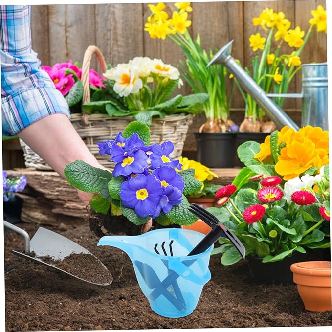 Happyyami Heavy Duty Gardening Shovel Set with Bucket and Soil Fork Portable Tools for Beach Garden and Farm Use Compact Outdoor Transplanting and Digging Kit