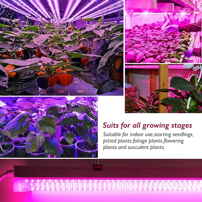 Grow Lights for Indoor Plants Full Spectrum LED Grow LightPlant Light for Indoor Plants252W(6x42W 1400W Equivalent) 4ft Linkable DesignGreenhouse6 Pack Pink