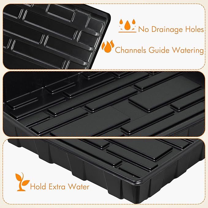 Gardzen 10 Pack Seed Trays Reusable Plant Grow Trays Ideal for Seed Starting Microgreens Indoor Gardening and Greenhouse Plant Nurseries - No Drain Holes 17.3 x 13