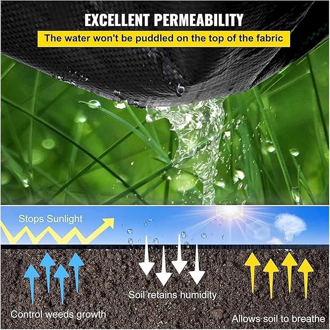 Driveway Fabric Weed Barrier Landscape Fabric Garden Weed Control Membrane Breathable Barrier Fabric Flower Beds(1.5x5m/4.92x16.4ft)