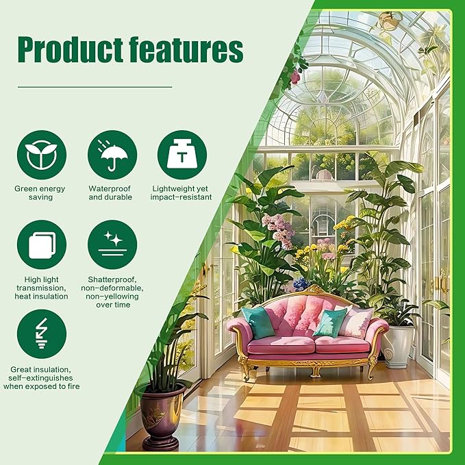 6-Pack Polycarbonate Greenhouse Panels 23.8x47.6x0.16 Inch Clear Twin-Wall UV Protected Roof PC SheetsGreen House Plastic Boards for Outdoor Garden DIY Crafts &amp Plant Protection
