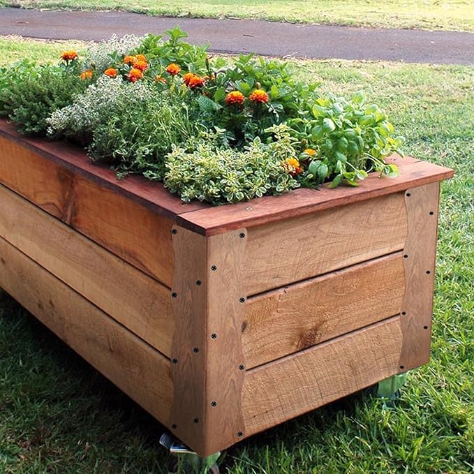 Set of 8 Raised Garden Bed Corner Brackets with Wood Screws Rust Resistant Metal Connectors 11 x 3 x 3 for 20-24 Beds Raised Bed Corners for Vegetable Planter Garden Wood Grain