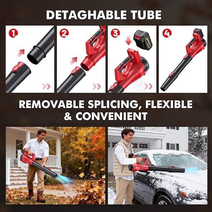 Leaf Blower Cordless - 21V Powerful Electric Leaf Blower with 2×4.0Ah Batteries and Charger 6 Speed Modes Lightweight Battery Powered Leaf Blowers for Yard Cleaning Lawn Care Blowing LeavesPatio