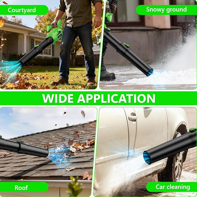 Leaf Blower Cordless Battery Leaf Blower with 2 * 6.0Ah Batteries and Charger 21V Brushless Electric Leaf Blowers with 5 Speed Levels and Turbo Mode for Lawn CareBlowing LeavesYard Cleanup