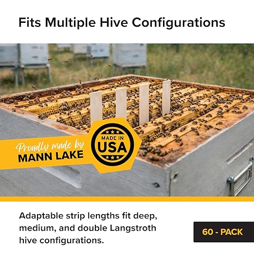 Mann Lake Apivar 2.0 Varroa Mite Treatment Strips Varroa Control for Spring &amp Fall Adaptable Strip Lengths for Multiple Hive Configurations Long Lasting Colony Protection 60 Strips