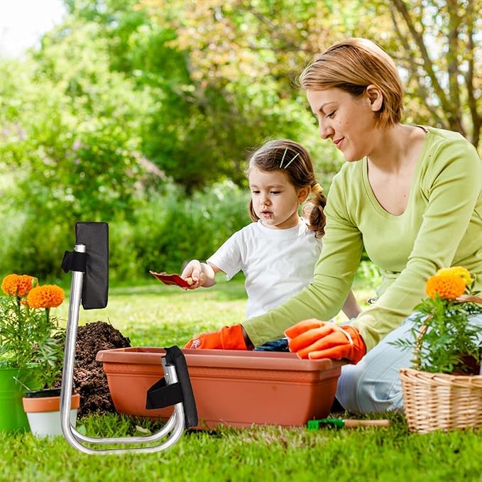 Garden Kneeling Stool – Outdoor Kneeler Lawn Stool | Portable Garden with Kneeling Pad Strong Metal Frame Bench Ergonomic Support for Outdoor Gardening Digging Pruning