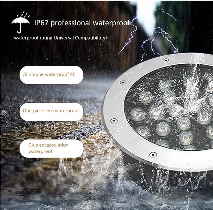 Recessed Ground Spotlight - RGB Ground LED Landscape Lights Outdoor Buried Lights IP67 Waterproof Garden Courtyard Floor Lamp for Driveway Deck Stair Step Yard Fence Garden Pathway36W 18W (Rg