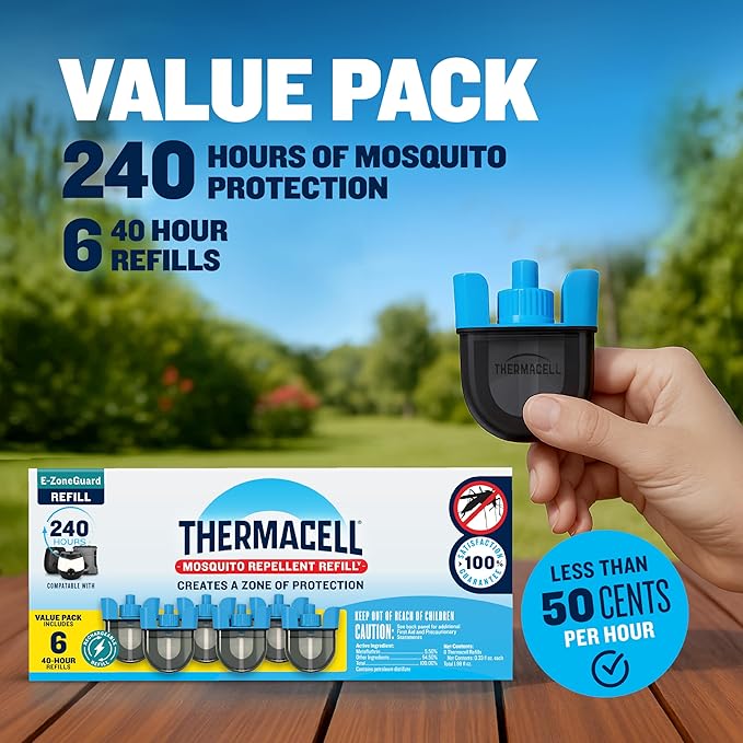 Thermacell Rechargeable Mosquito Repeller Refills Advanced Repellent Formula Provides 20 Foot Protection Zone Compatible with Thermacell E-Series &amp Radius Only No DEET Spray or Flame