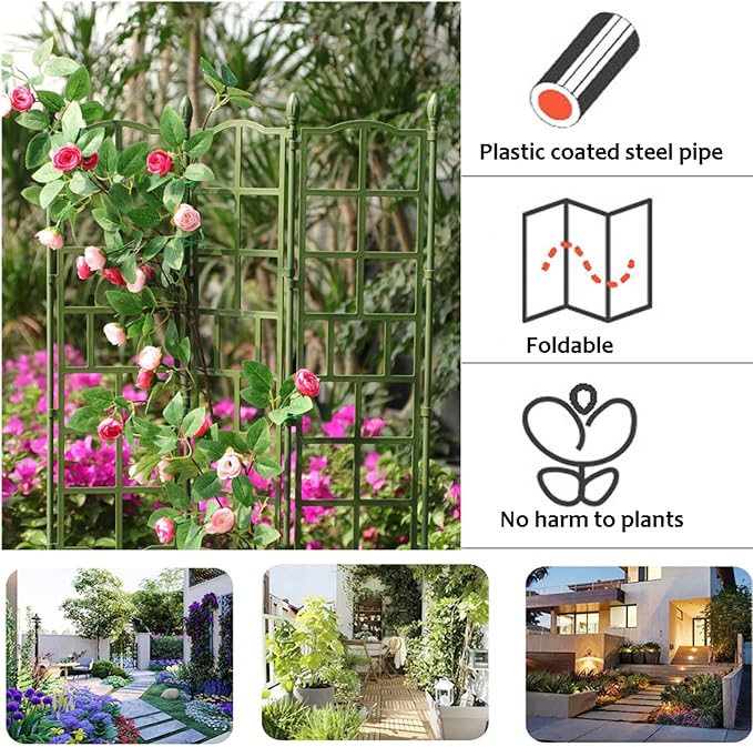 Garden Trellis For Indoor And Outdoor H: 90 120 150cm Foldable Potted Plant Support Stand With PP Mesh Plant Lattice Fence For Climbing Plants Roses Vegetables Flowers Clematis(Size:50x120cm(19.
