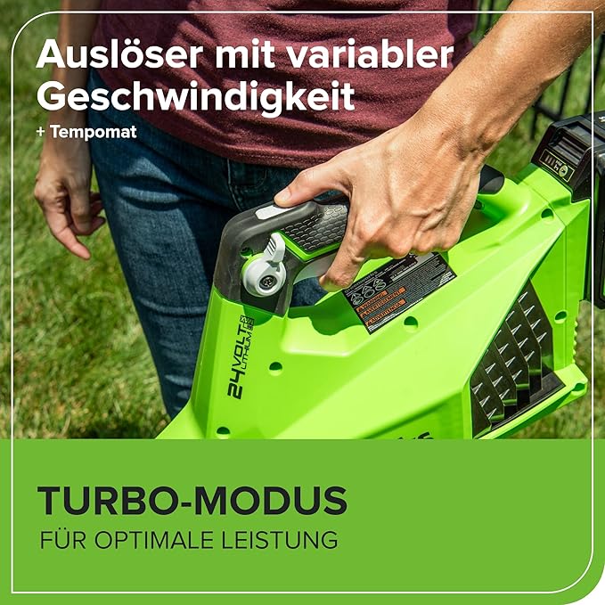 Greenworks 24V (110 MPH / 450 CFM / 200+ Compatible Tools) Cordless Brushless Axial Leaf Blower Battery and Charger Not Included