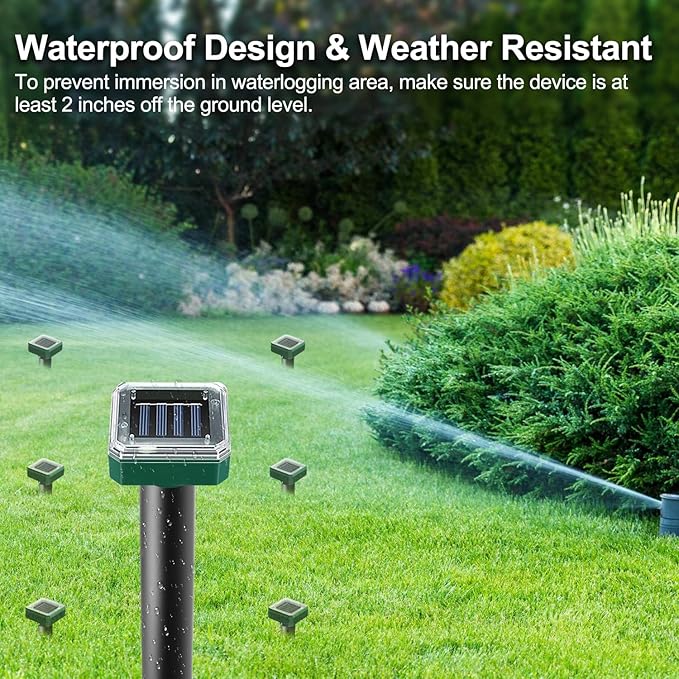 Mole Repellent Solar Powered 10 Pack Solar Mole Repellents Ultrasonic for Vole Snakes Gopher Waterproof Sonic Vole Deterrent SpikesSnake Gopher for Garden and Yard