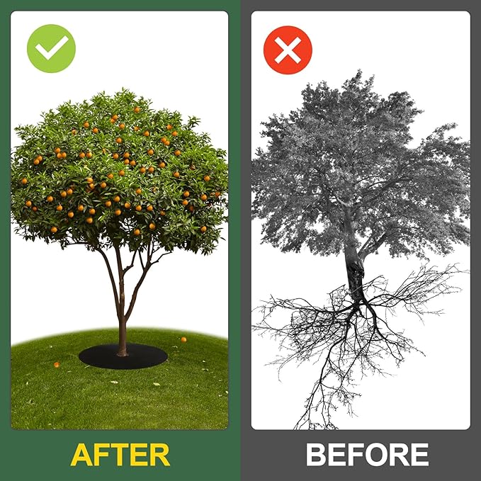 4PCS 32.2 Non Woven Tree Mulch Ring Weed Barrier Landscape Fabric Reusable Tree Mulch Ring Non Woven Landscape Fabric for Gardening Landscaping Weed Control Root Protection