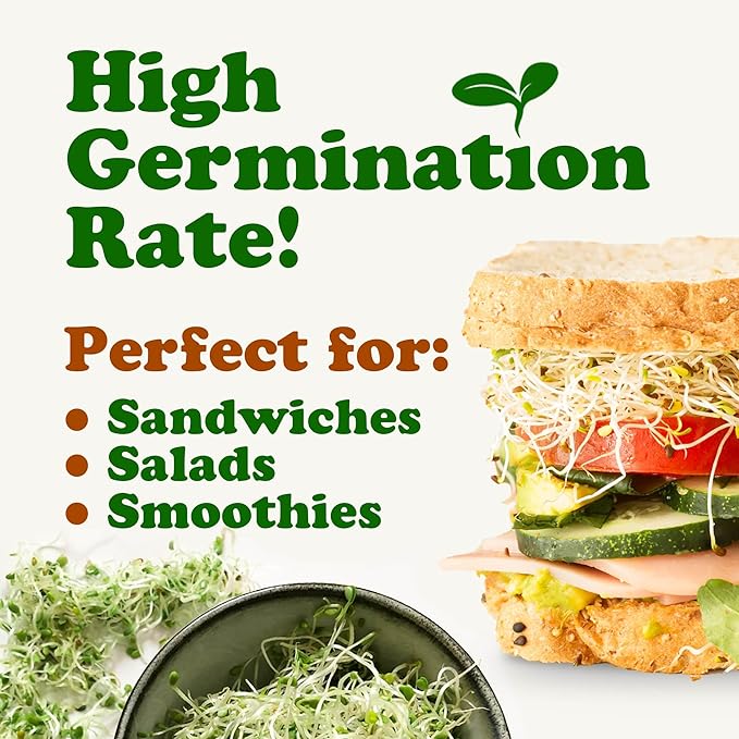Food to Live - Organic Antioxidant Mix of Sprouting Seeds 10 Pounds - Non-GMO Broccoli Alfalfa Clover Rich Germination Rate Non-Irradiated Kosher