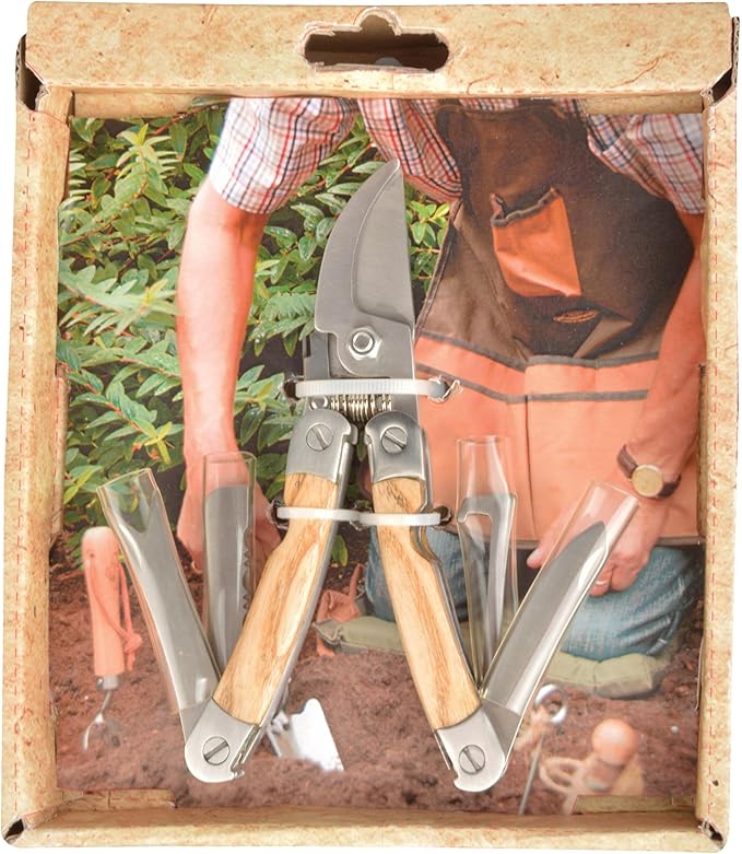 Esschert Design RFS Stainless Steel Garden Multi Tool Ash Wood Leather 2.9 x 0.9 x 5.5