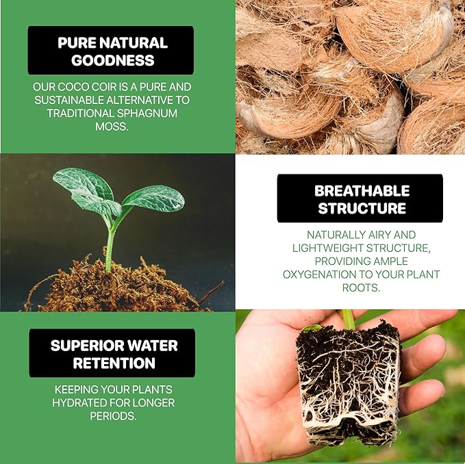 11lbs Premium Coco Coir Brick -100% Organic Coconut Coir for for Plants Low EC &amp pH Balance Natural Compressed Growing Medium Coconut Core for Gardening Planting &amp Potting Soil Substrate