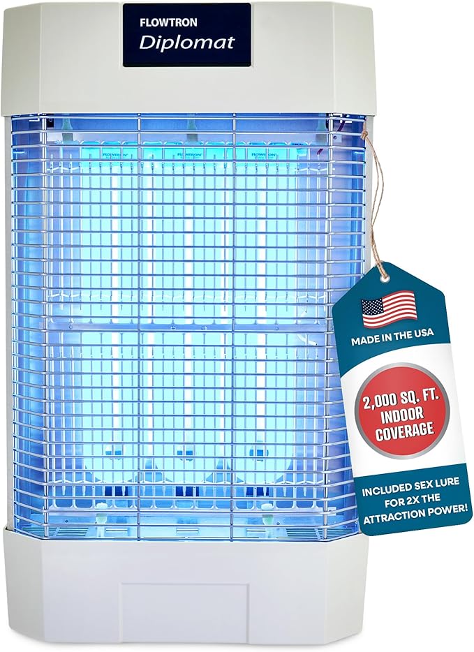 Flowtron Indoor Bug Zapper | Electric Fly &amp Insect Killer with 120W UV Light Pheromone Lure Attractant Shock Kill Grid &amp Reflector Panels | 2000 Sq Ft for Kitchen Restaurant &amp Barn UL
