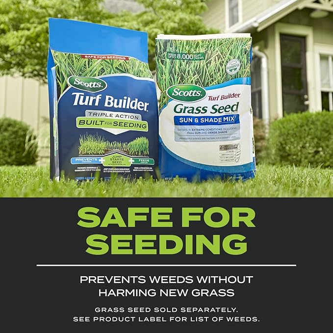 Scotts Turf Builder Triple Action Built For Seeding - Weed Preventer and Fertilizer for New Lawns 1000 sq. ft. 4.3 lbs.