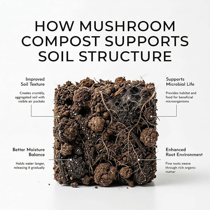 Mushroom Soil Compost 12 lb Pail Organic Nutrient-Rich Garden Soil Amendment for Vegetables Flowers Raised Beds Lawn Care Container Gardening and Planting Mix