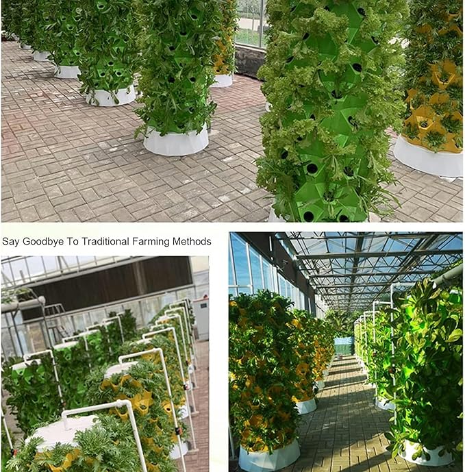 Hydroponics Tower Aquaponics Grow Aeroponics Growing Kit for Fruits and Vegetables with Hydrating Pump Timer Adapter Seeding Bed &amp