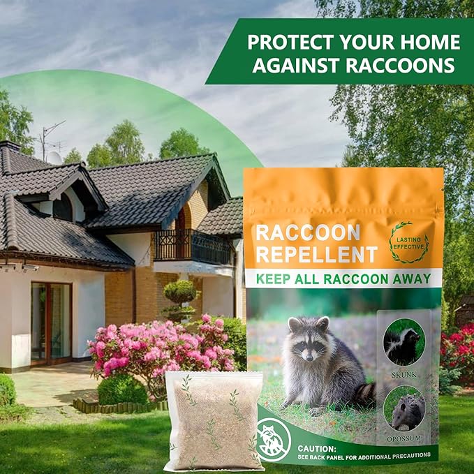 Natural Raccoon Repellent Granules – 8-Pack (25g per Bag) | Eco-Friendly Non-Toxic &amp Long-Lasting Protection with Garlic Peppermint &amp Wintergreen Oils | Safe for Pets and Children